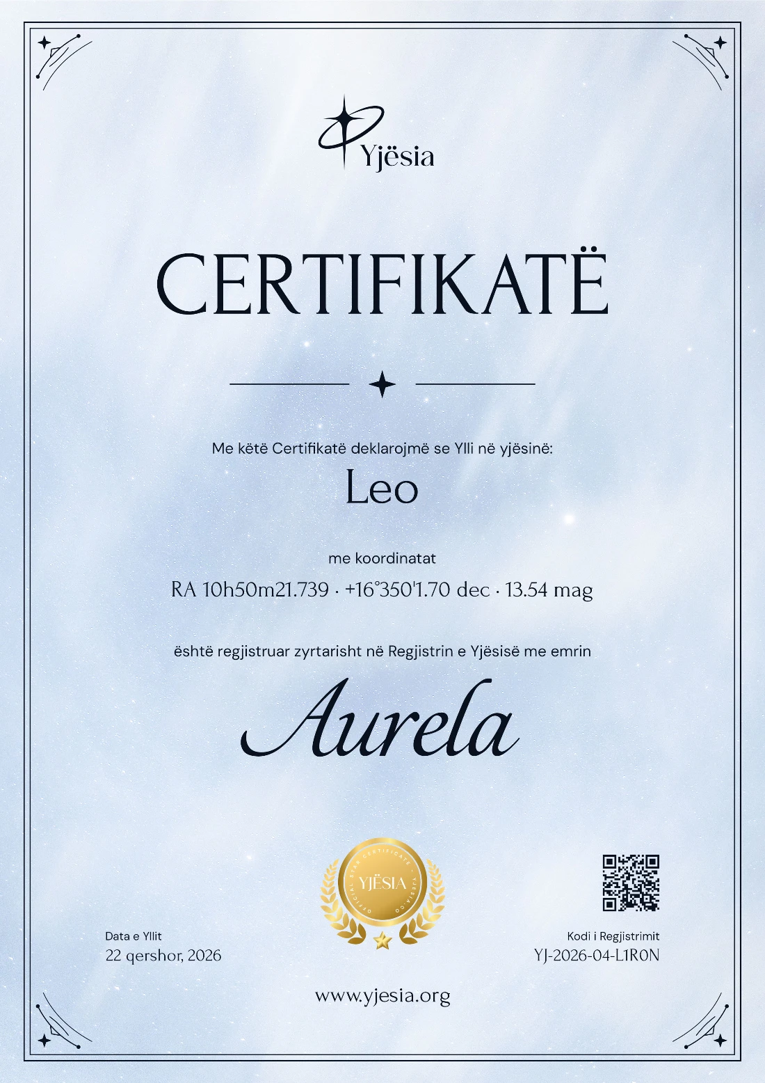Yjësia certificate