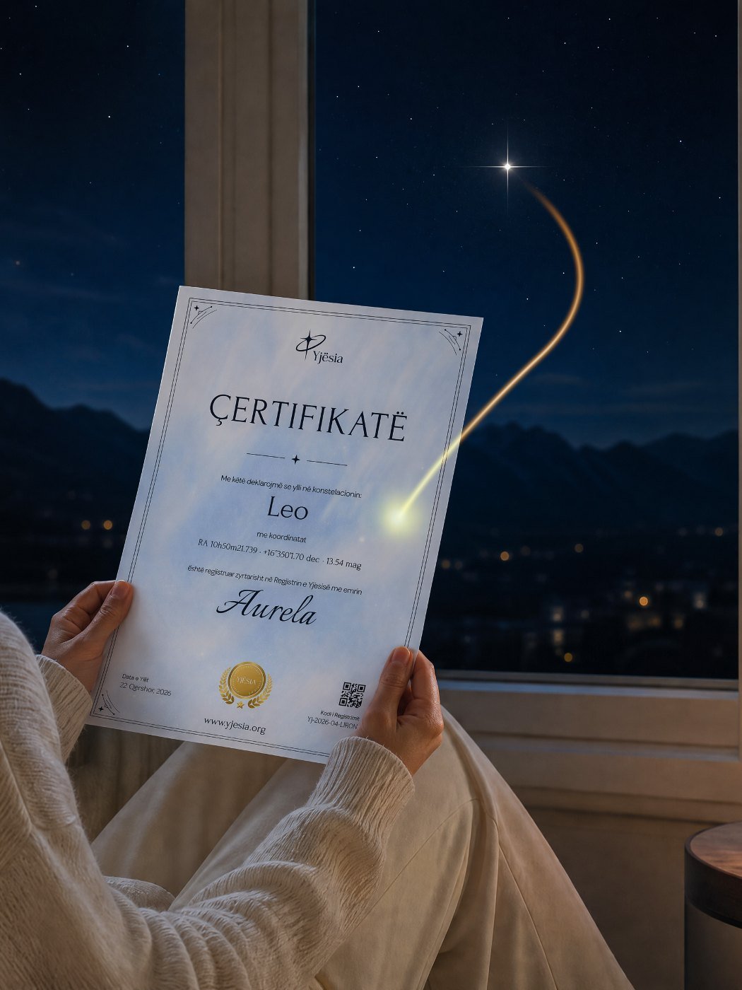 Certifikatë Yjësia pranë dritares me yll